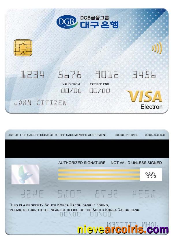 South Korea Daegu bank visa electron card
